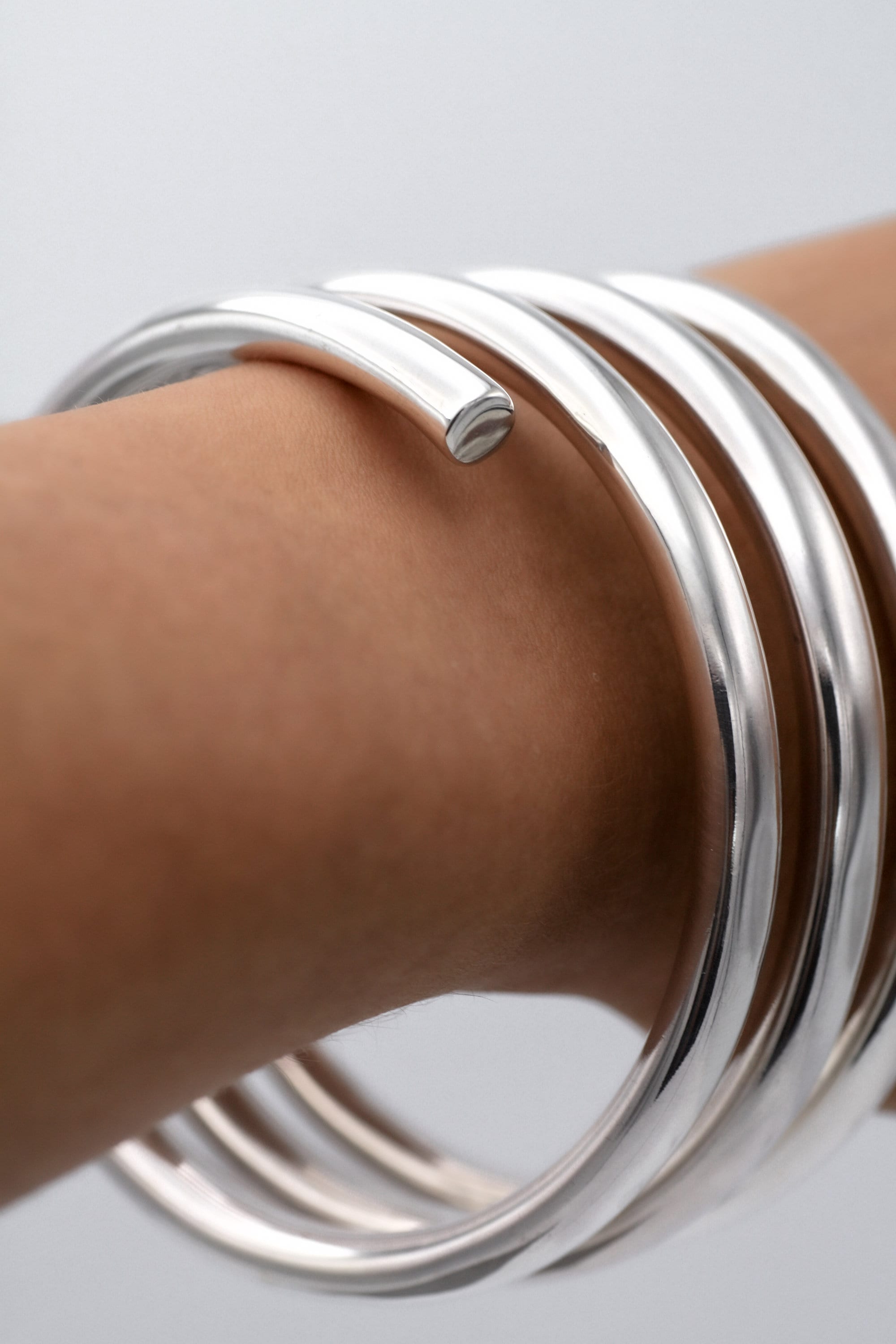 Chunky Spiral Coil Sterling Silver Bangle Bracelet