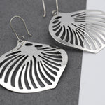 Large Sterling Silver Shell Drop Earrings: Beach Jewelry