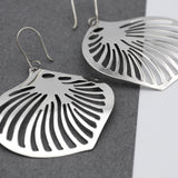 Large Sterling Silver Shell Drop Earrings: Beach Jewelry