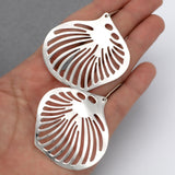 Large Sterling Silver Shell Drop Earrings: Beach Jewelry
