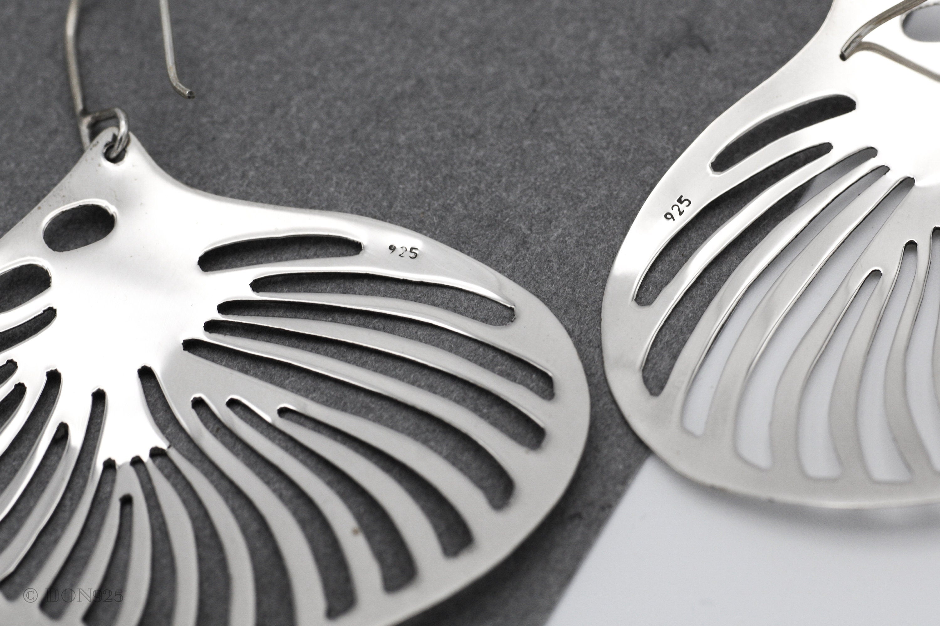 Large Sterling Silver Shell Drop Earrings: Beach Jewelry