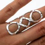 Long Sterling Silver Shiny Corset Ring