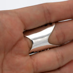 Sterling Silver Cutout Lines Long Shield Ring