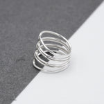 Sterling Silver Corset Ring: Lightweight Modern Wrap Design