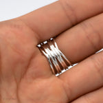 Sterling Silver Corset Ring: Lightweight Modern Wrap Design