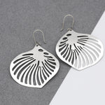 Large Sterling Silver Shell Drop Earrings: Beach Jewelry
