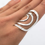 Sterling Silver Long Circle Ring: Shiny Modern Geometric Statement Jewelry