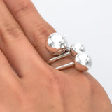 Sterling Silver Spheres Ring: Modern Geometric 925 Silver Balls