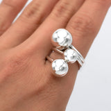 Sterling Silver Spheres Ring: Modern Geometric 925 Silver Balls