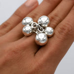 Sterling Silver Fidget Spheres Ring: Statement Movable Bubble Design