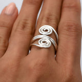 Sterling Silver Spiral Ring: Abstract Swirl Wire Wrapped Ring