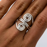 Sterling Silver Spiral Ring: Abstract Swirl Wire Wrapped Ring