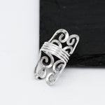 Sterling Silver Curly Wrap Ring: Comfortable Long Boho Design