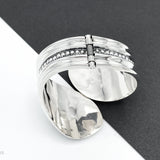 Sterling Silver Dotted Hinged Bangle: Leaf Chunky Mexican Studded Bracelet