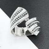 Sterling Silver Dotted Hinged Bangle: Leaf Chunky Mexican Studded Bracelet