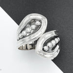 Sterling Silver Dotted Hinged Bangle: Leaf Chunky Mexican Studded Bracelet