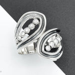 Sterling Silver Dotted Hinged Bangle: Leaf Chunky Mexican Studded Bracelet