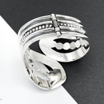 Sterling Silver Dotted Hinged Bangle: Leaf Chunky Mexican Studded Bracelet