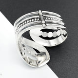 Sterling Silver Dotted Hinged Bangle: Leaf Chunky Mexican Studded Bracelet