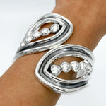 Sterling Silver Dotted Hinged Bangle: Leaf Chunky Mexican Studded Bracelet