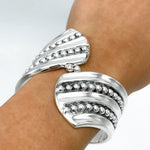 Sterling Silver Dotted Hinged Bangle: Leaf Chunky Mexican Studded Bracelet