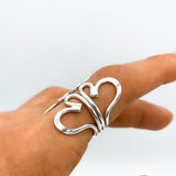 Sterling Silver Butterfly Ring: Wrap Abstract Heart Design, Boho Statement Jewelry