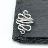 Sterling Silver Swirl Ring: Abstract S-Shape Wire Design