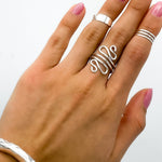 Sterling Silver Swirl Ring: Abstract S-Shape Wire Design