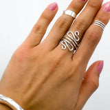 Sterling Silver Swirl Ring: Abstract S-Shape Wire Design