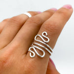 Sterling Silver Swirl Ring: Abstract S-Shape Wire Design