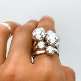 Sterling Silver Bubbles Ring: Chunky Geometric Spheres Statement Jewelry, ORIGINAL DESIGN