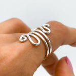 Sterling Silver Swirl Ring: Abstract S-Shape Wire Design