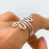 Sterling Silver Swirl Ring: Abstract S-Shape Wire Design