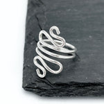Sterling Silver Swirl Ring: Abstract S-Shape Wire Design