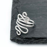 Sterling Silver Swirl Ring: Abstract S-Shape Wire Design