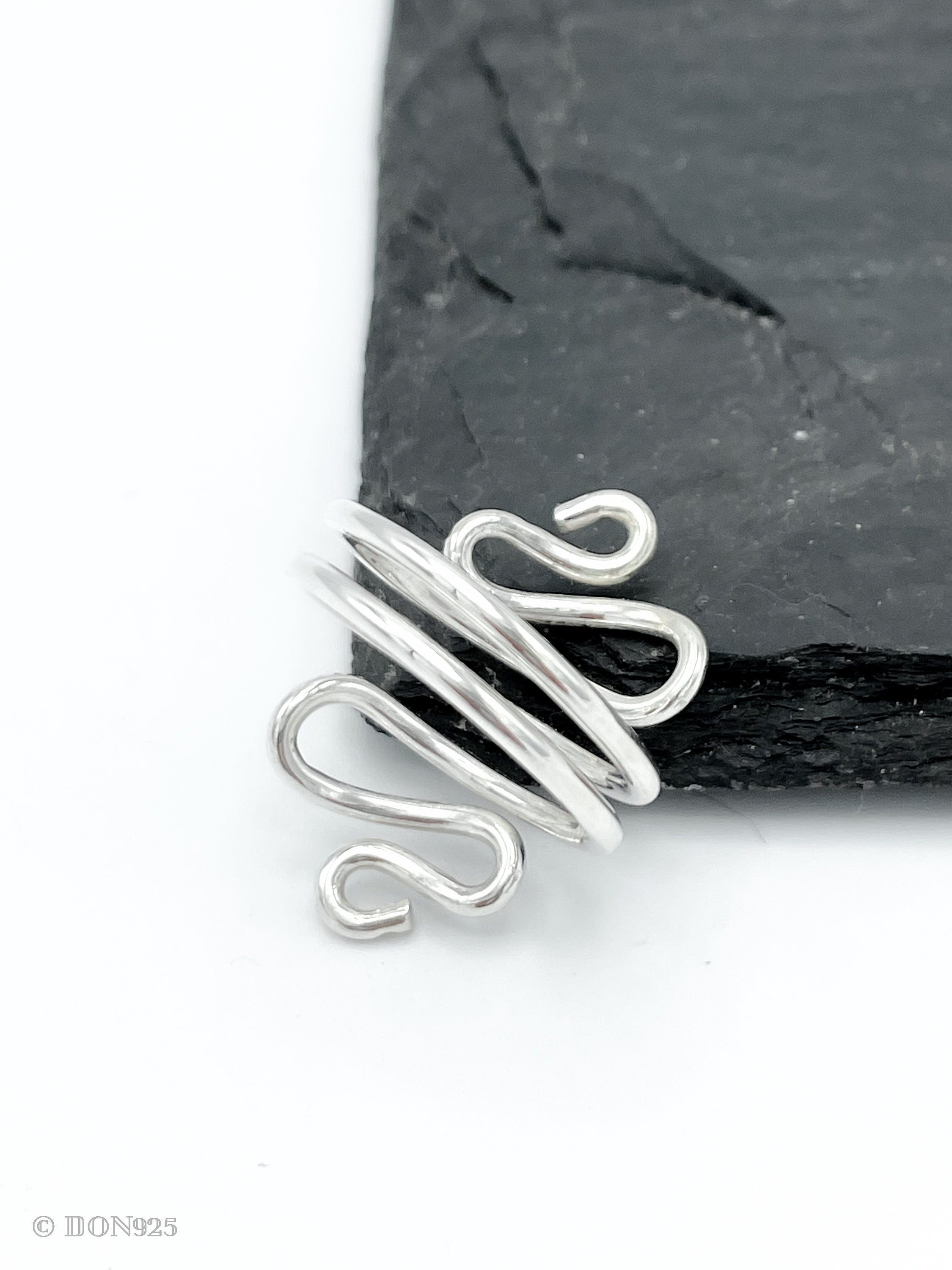 Sterling Silver Swirl Ring: Abstract S-Shape Wire Design