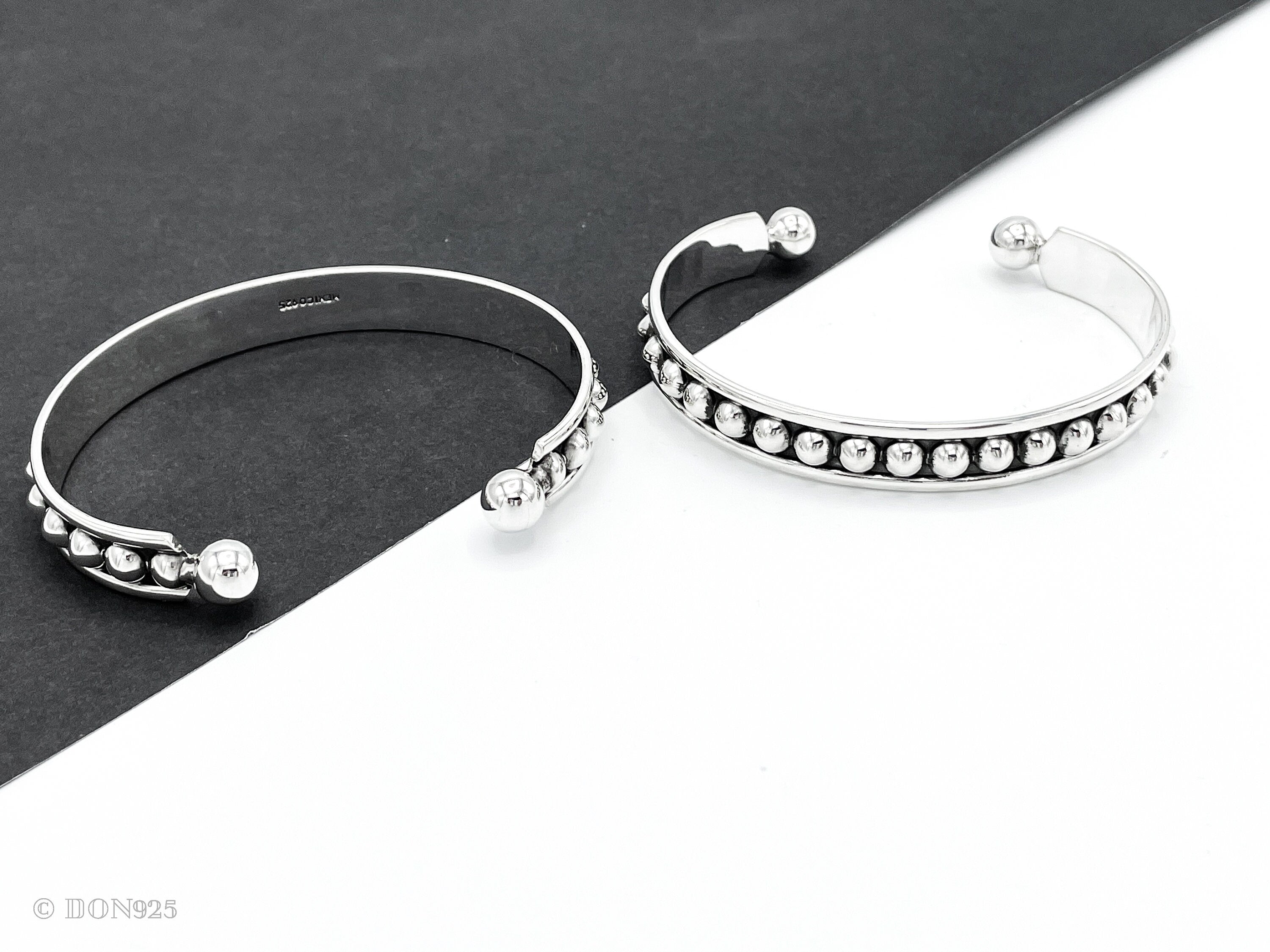 Sterling Silver Dome Cuff: Chunky Southwestern Studded Bracelet