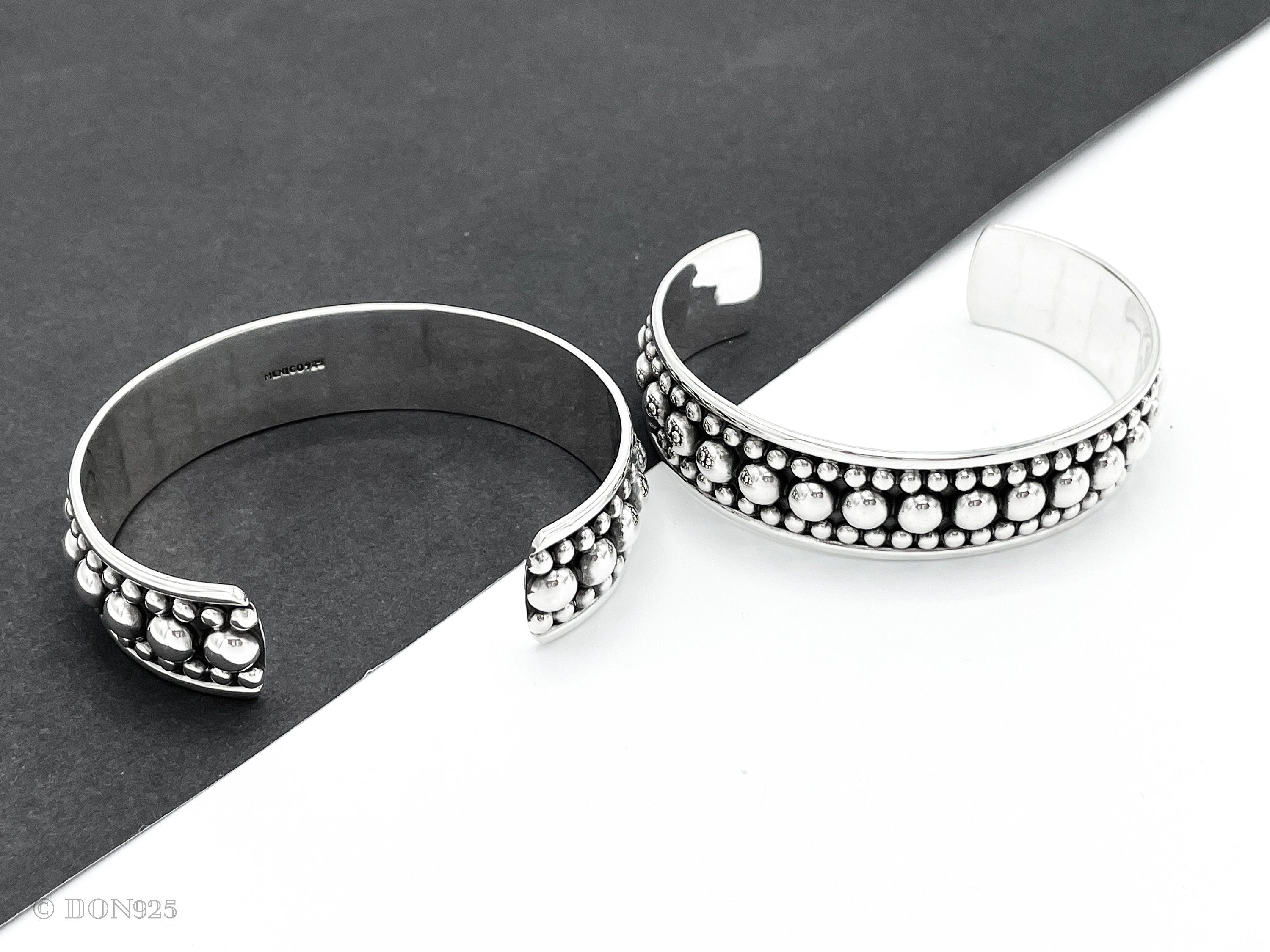 Sterling Silver Dome Cuff: Chunky Southwestern Studded Bracelet