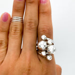 Sterling Silver Bubbles Ring: Chunky Geometric Spheres Statement Jewelry, ORIGINAL DESIGN