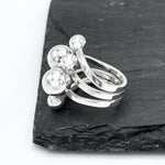Sterling Silver Bubbles Ring: Chunky Geometric Spheres Statement Jewelry, ORIGINAL DESIGN