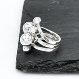 Sterling Silver Bubbles Ring: Chunky Geometric Spheres Statement Jewelry, ORIGINAL DESIGN