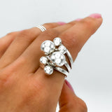 Sterling Silver Bubbles Ring: Chunky Geometric Spheres Statement Jewelry, ORIGINAL DESIGN