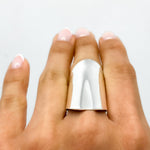 Sterling Silver Armor Shield Ring: Long Statement Ring