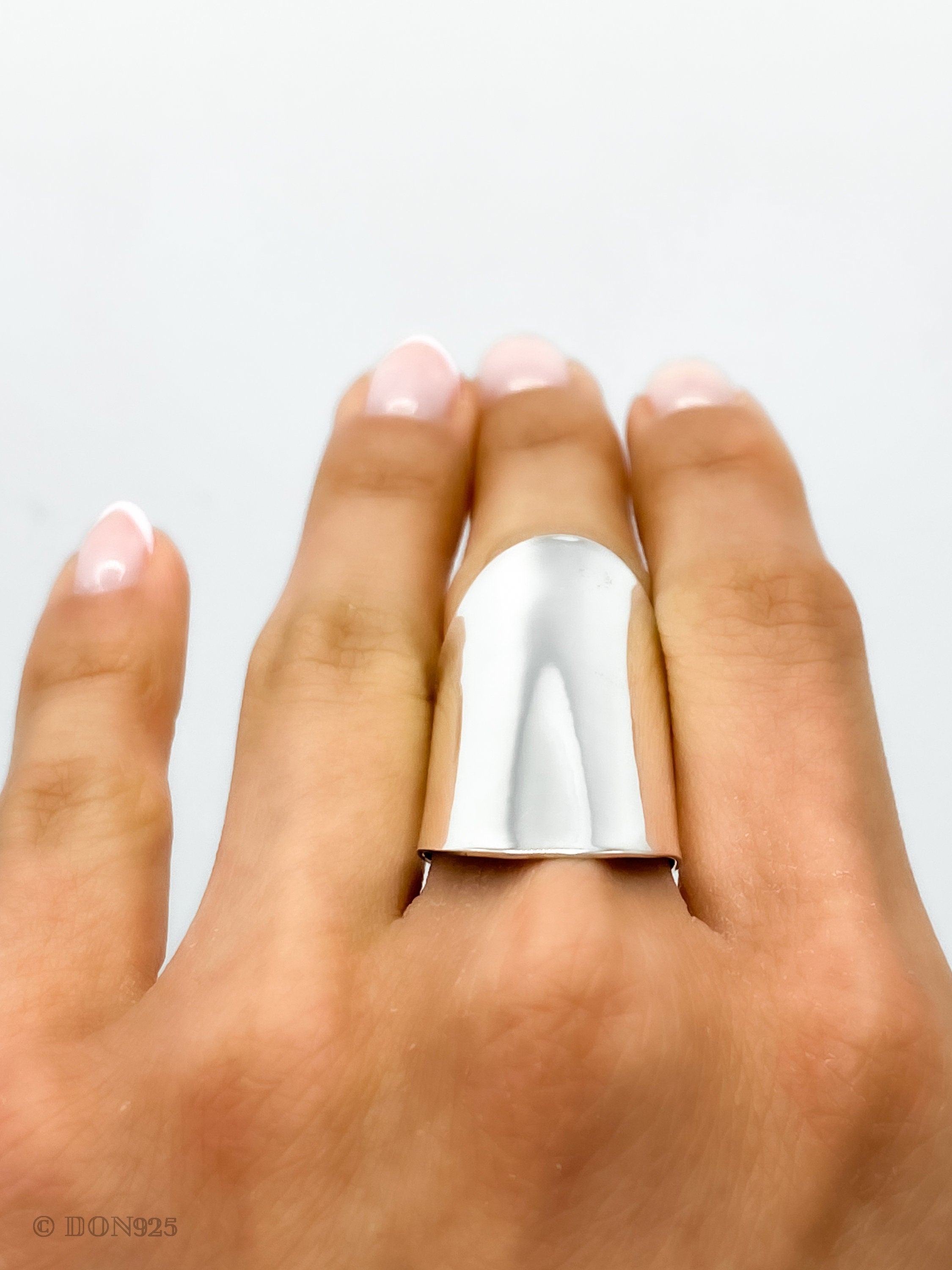 Sterling Silver Armor Shield Ring: Long Statement Ring
