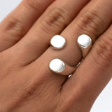 Sterling Silver Three Dots Ring: Geometric Modern Statement Design