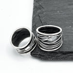 Ocean Waves Ring: Sterling Silver Oxidized Band
