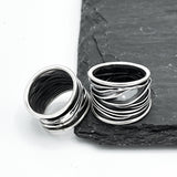Ocean Waves Ring: Sterling Silver Oxidized Band