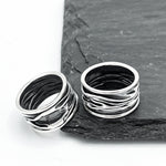 Ocean Waves Ring: Sterling Silver Oxidized Band