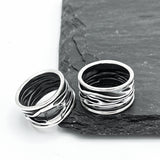 Ocean Waves Ring: Sterling Silver Oxidized Band