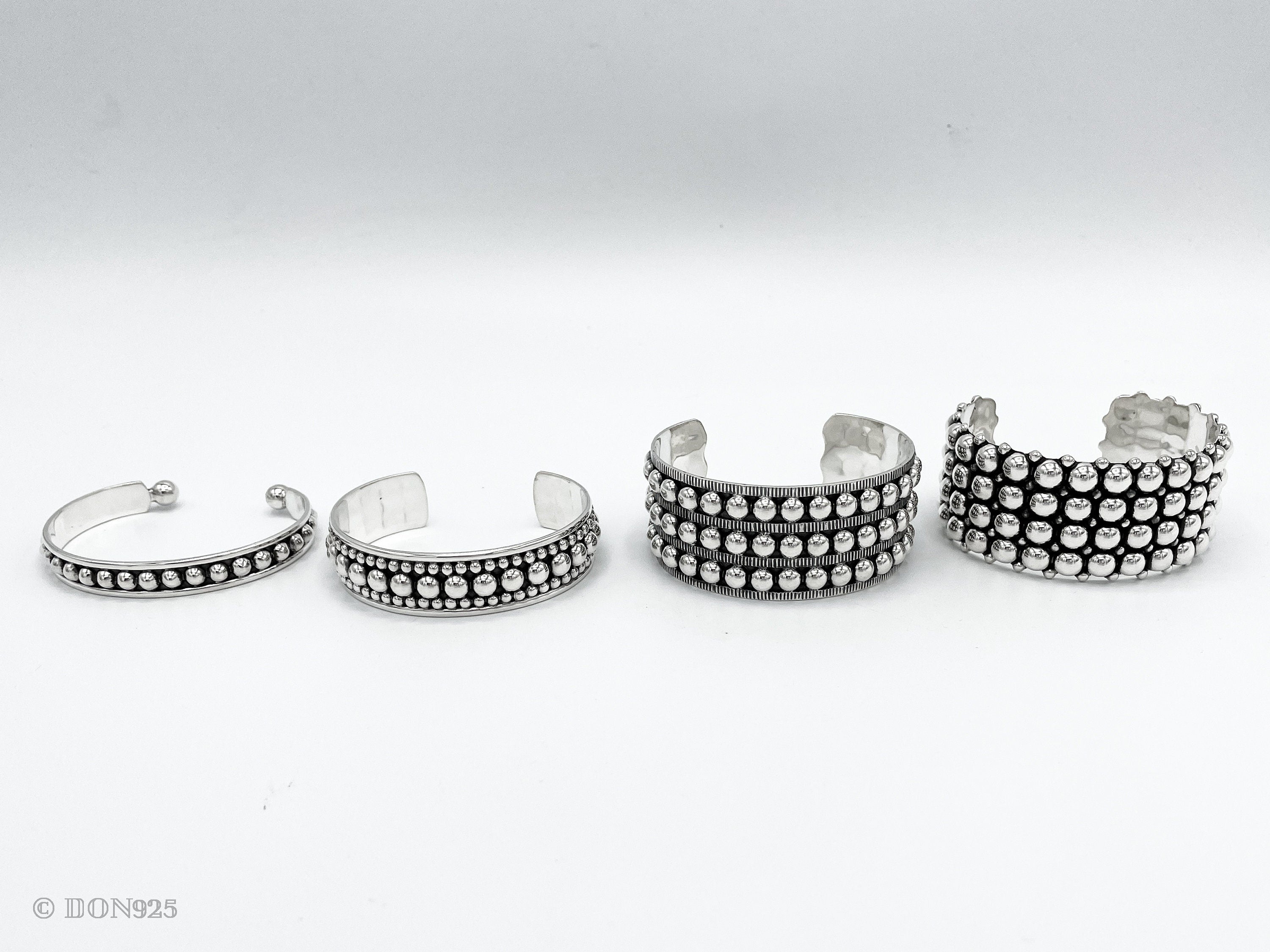 Sterling Silver Dome Cuff: Chunky Southwestern Studded Bracelet